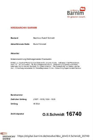 Materialsammlung Kirchengemeinde Eberswalde
