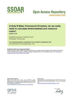 Article 9 Water Framework Directive: do we really need to calculate environmental and resource costs?