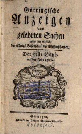 Göttingische Anzeigen von gelehrten Sachen. 1783, 1