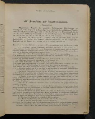 VIII. Feuerschutz und Feuerversicherung.