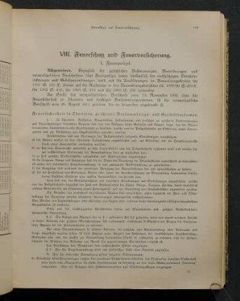 VIII. Feuerschutz und Feuerversicherung.