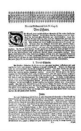 Nicolai Goldmanns Lib. IV. Cap. II. - Von Schulen