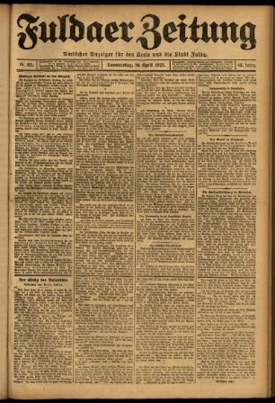 Ausgabe vom Donnerstag, den 14. April 1921.