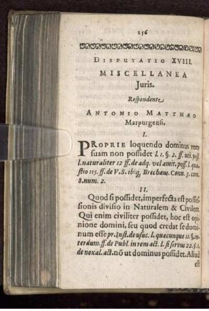Disputatio XVIII. Miscellanea Juris