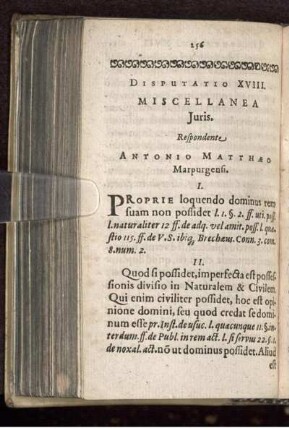 Disputatio XVIII. Miscellanea Juris