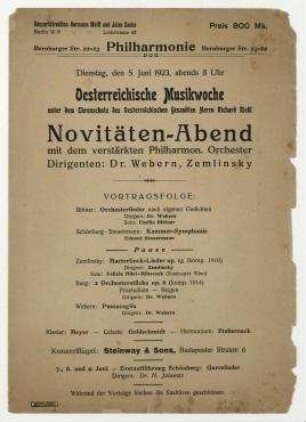 Österreichische Musikwoche : Novitäten-Abend. Berlin