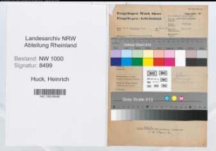 Entnazifizierung Heinrich Huck, geb. 14.06.1906 (Verw.Sekretaer)