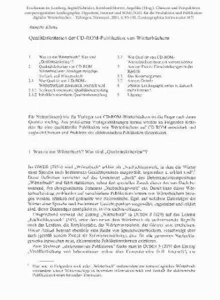 Qualitätskriterien der CD-ROM-Publikationen von Wörterbüchern