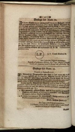 Beylage sub Num. 33. Veneris 26. Septemb. 1738.