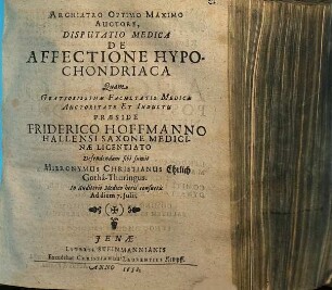 Disputatio Medica De Affectione Hypochondriaca