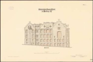 Frauenklinik der Philipps-Universität Marburg: Aufriss Ostansicht 1:100
