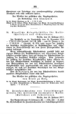 Staatliche Kriegbeihilfen für Volksschullehrer und -lehrerinnen : [G. Öffentliches Volksschulwesen]