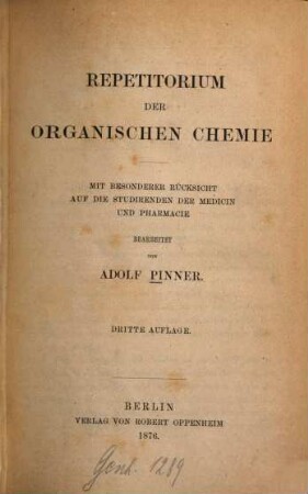 Repetitorium der organischen Chemie