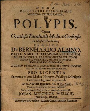 Dissertatio Inauguralis Medico-Chirurgica, De Polypis