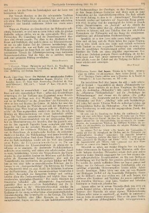 772-773 [Rezension] Tilliette, Xavier, Karl Jaspers