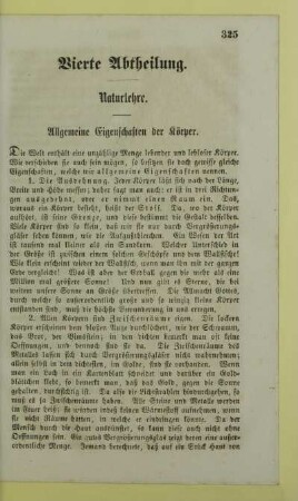 Vierte Abtheilung. Naturlehre