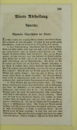 Vierte Abtheilung. Naturlehre