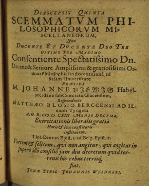 Diascepsis Quinta Scemmatvm Philosophicorvm Miscellaneorum