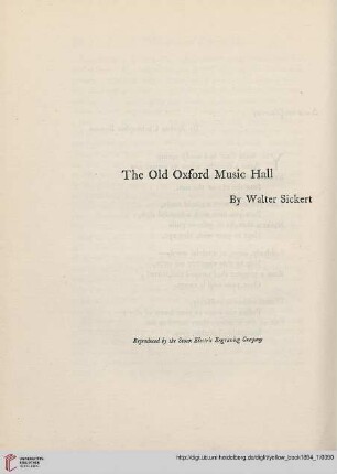 Plate: The Old Oxford Music Hall by Walter Sickert