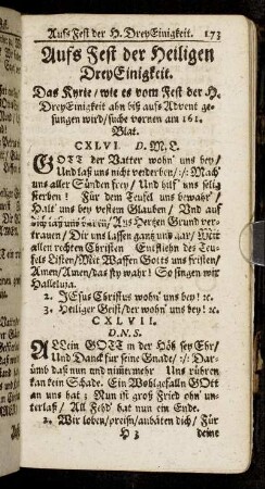 Aufs Fest der Heiligen Drey Einigkeit.
