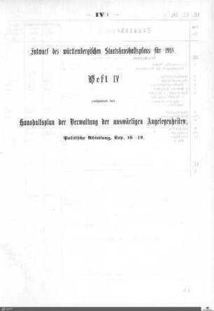 Staatshaushaltsplan 1918, Heft 4