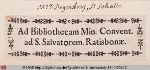 Exlibris des Klosters St. Salvator zu Regensburg