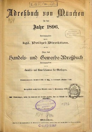 Adreßbuch für München. 1896