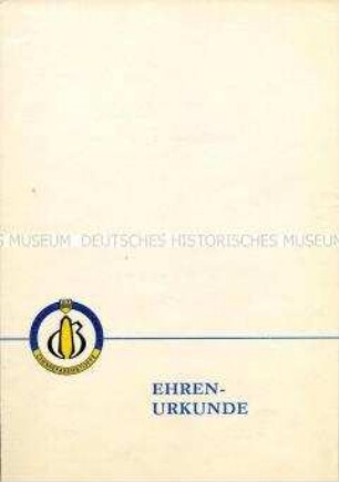 Ehrenurkunde "Zentrales Jugendobjekt Chemiefaserstoffe" (blanko)
