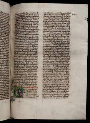 Historisierte Initiale (I. Regum): F(uit vir unus de Ramathaimsophim): Hannah und Priester Eli am Tempel