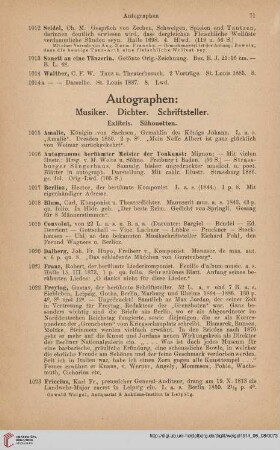 Autographen: Musiker. Dichter. Schriftsteller (Nr. 1015 - 1074)