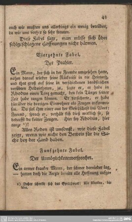 Funfzehnte Fabel. Der Unmöglichkeitenversprecher