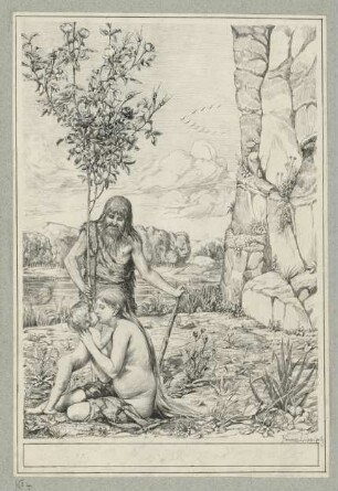Adam und Eva mit Kind. Aus dem Zyklus "Ein Blumenzweig aus Eden"