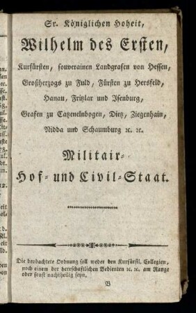 Militair- Hof- und Civil-Staat