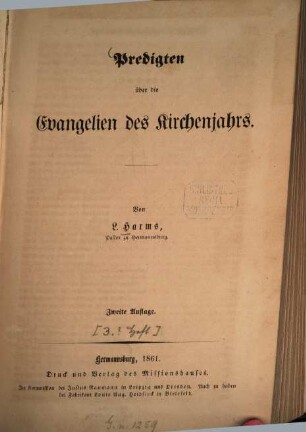 Predigten über die Evangelien des Kirchenjahrs, 3