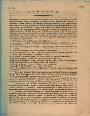 Annonce : ... douze ... points-devue, pris dans le duché de Salzbourg ...