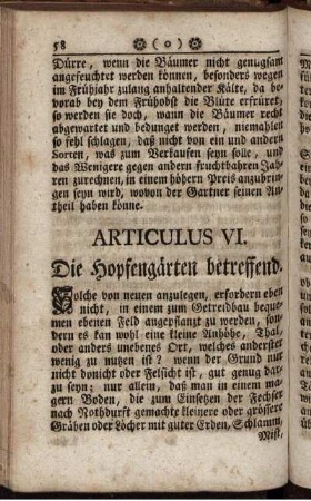 Articulus VI. Die Hopfengärten betreffend.