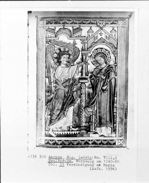 Psalter mit Cantica und Officium parvum — Bilderzyklus mit Szenen aus der Jugendgeschichte Christi, und Propheten, Folio 7recto-10verso — Verkündigung an Maria, Folio 10recto