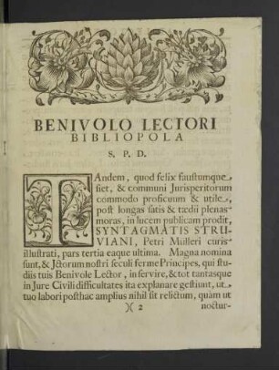Benivolo lectori bibliopola