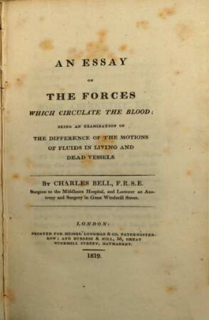 An essay on the forces which circulate the blood ...