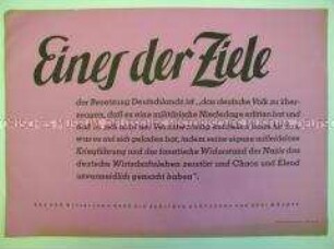 Maueranschlag mit Zitat aus der Erklärung der Alliierten zur Potsdamer Konferenz