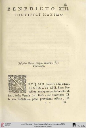 Benedicto XIII. Pontifici Maximo