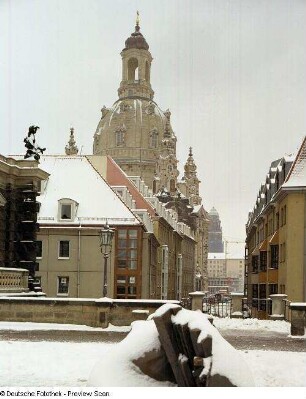 Dresden-Altstadt, Münzgasse. Frauenkirche (1726-1743, G. Bähr; Wiederaufbau ab 1992)