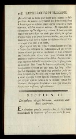 Section II. De quelques usages bizarres, communs aux deux continens.