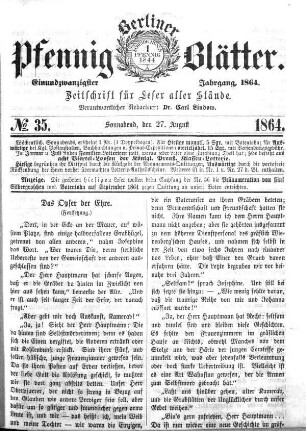 No. 35, Sonnabend, den 27. August 1864