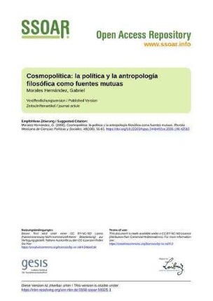 Cosmopolítica: la política y la antropología filosófica como fuentes mutuas