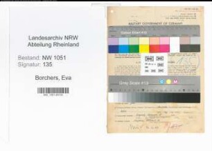 Entnazifizierung Eva Borchers , geb. 12.12.1885 (Lehrerin)