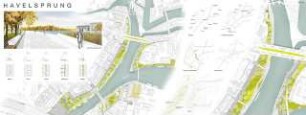 Spandau bei Berlin Schinkelwettbewerb 2014: Lageplan, perspektivische Ansicht, Diagramme