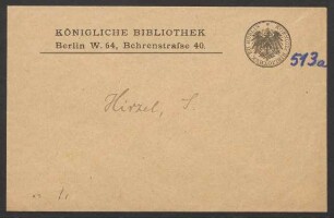 Bearbeitung von Salomon Hirzel an Wilhelm Grimm