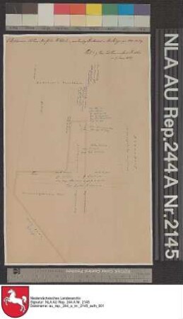Plan der Moorkämpe von BACKEMOOR Handzeichnung von Richter Papier auf Leinen Format 32,3x20,7 M 1:8.000 (ca)