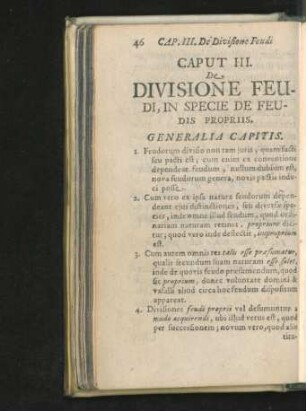 Caput III. De Divisione Feudi, In Specie De Feudis Propriis.